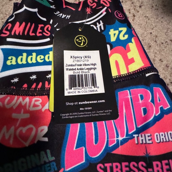 Zumba XS fresh vibes high waisted ankle leggings NWT - Picture 3 of 4